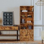 Industrial Floor Standing Bookshelf with Doors, 6 Shelves