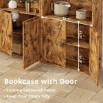 Industrial Floor Standing Bookshelf with Doors, 6 Shelves