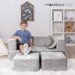 Milliard Modular Kids Sofa with Bonus Pillow - Grey