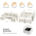 VINGLI 108" U-Shaped Modular Sofa with USB Charger