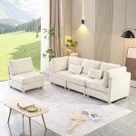 Reversible Modular Sectional Sofa with Movable Ottoman