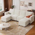 VINGLI 108" U-Shaped Modular Sofa with USB Charger