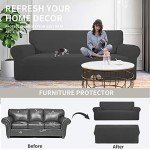 Dark Gray Stretch Sofa Slipcover with Elastic Bottom