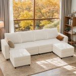 VINGLI 108" U-Shaped Modular Sofa with USB Charger