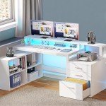 YITAHOME 65" L-Shaped Desk with Drawers & Lights