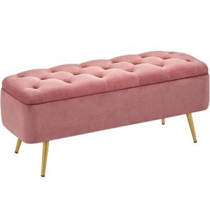 Pink Storage Ottoman Bench for Living Room