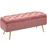 Pink Storage Ottoman Bench for Living Room