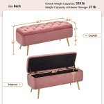 Pink Storage Ottoman Bench for Living Room