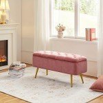 Pink Storage Ottoman Bench for Living Room