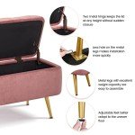 Pink Storage Ottoman Bench for Living Room