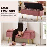 Pink Storage Ottoman Bench for Living Room