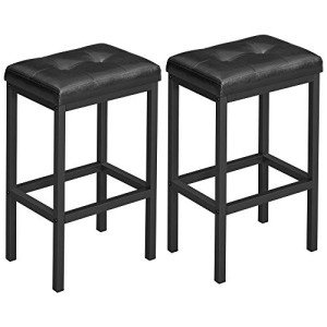 Black Backless Bar Stool Set of 2