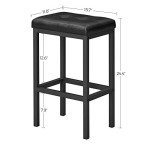 Black Backless Bar Stool Set of 2