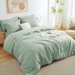 CozyLux 7-Piece Sage Green Queen Bedding Set