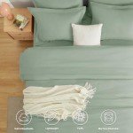 CozyLux 7-Piece Sage Green Queen Bedding Set