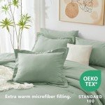 CozyLux 7-Piece Sage Green Queen Bedding Set