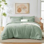 CozyLux 7-Piece Sage Green Queen Bedding Set