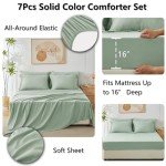 CozyLux 7-Piece Sage Green Queen Bedding Set