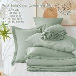CozyLux 7-Piece Sage Green Queen Bedding Set