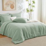 CozyLux 7-Piece Sage Green Queen Bedding Set