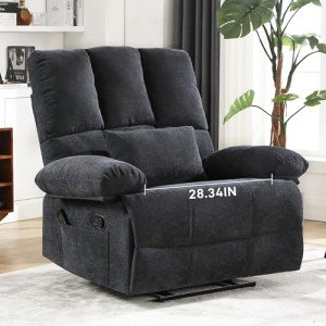 Oversized Fabric Recliner Chair with Massage Pillow