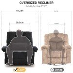 Oversized Fabric Recliner Chair with Massage Pillow