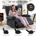 Oversized Fabric Recliner Chair with Massage Pillow
