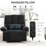 Oversized Fabric Recliner Chair with Massage Pillow