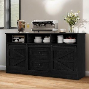 YITAHOME Farmhouse Buffet Cabinet with Storage - Black