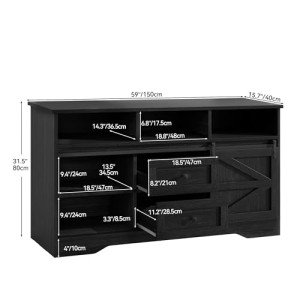 YITAHOME Farmhouse Buffet Cabinet with Storage - Black