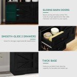 YITAHOME Farmhouse Buffet Cabinet with Storage - Black