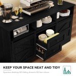 YITAHOME Farmhouse Buffet Cabinet with Storage - Black