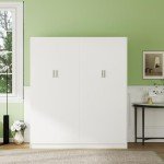 Large 4-Door Wardrobe Closet with Shelves