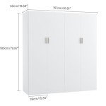 Large 4-Door Wardrobe Closet with Shelves