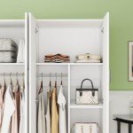 Large 4-Door Wardrobe Closet with Shelves