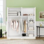 Large 4-Door Wardrobe Closet with Shelves