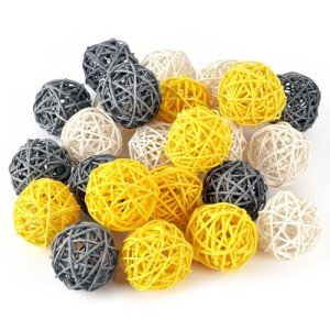 24PCS Yellow Decorative Rattan Balls for Centerpiece