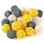 24PCS Yellow Decorative Rattan Balls for Centerpiece