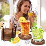 Wooden Coaster Set with Holder for Drinks