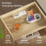Natural Nightstands Set of 2 with Charging Stations
