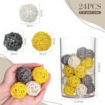 24PCS Yellow Decorative Rattan Balls for Centerpiece