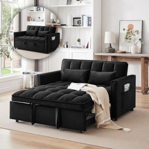 3-in-1 Velvet Sleeper Sofa Bed with Storage