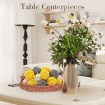 24PCS Yellow Decorative Rattan Balls for Centerpiece
