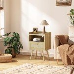 Natural Nightstands Set of 2 with Charging Stations