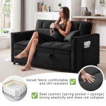 3-in-1 Velvet Sleeper Sofa Bed with Storage