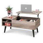 Mid-Century Modern Lift Top Coffee Table with Storage