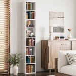 Tall Narrow 8-Tier Bookshelf for Any Room