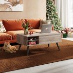 Mid-Century Modern Lift Top Coffee Table with Storage