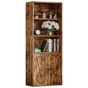 Industrial 5-Shelf Bookcase with Doors - Floor Standing