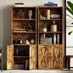 Industrial 5-Shelf Bookcase with Doors - Floor Standing